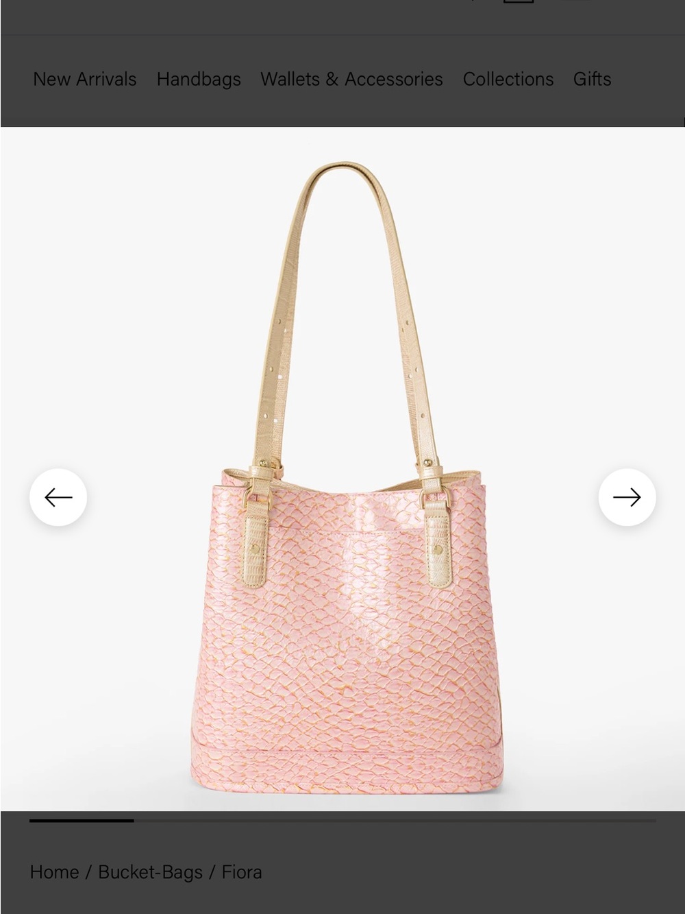 Brahmin Fiora Pink Novella Bucket Bag